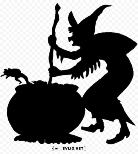 witch and cooking pot Transparent Background PNG Object Isolation