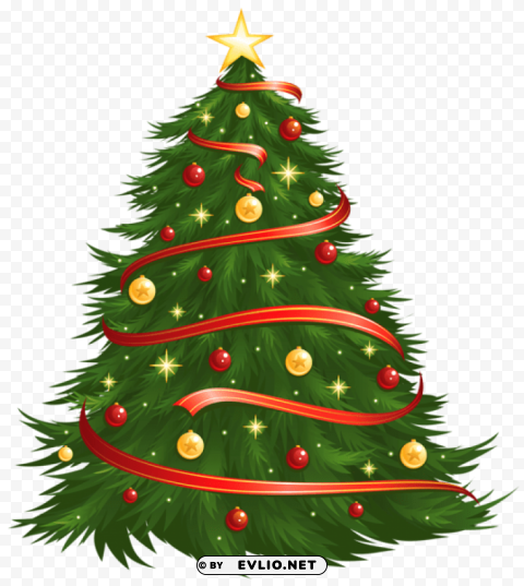 large size transparent decorated christmas tree PNG images for printing