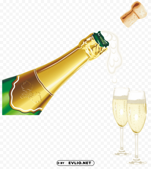 New Year Champagne With Glassespicture PNG Transparent Graphics For Download