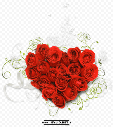 red heart bouquet of roses Isolated Subject with Transparent PNG
