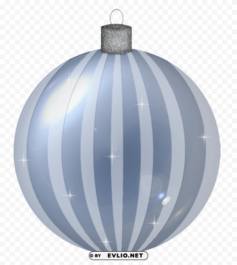 silver striped christmas ball ornament Isolated Element in Clear Transparent PNG