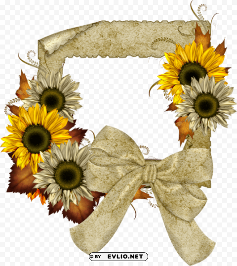 fall frame with sunflowers Isolated Design Element on Transparent PNG