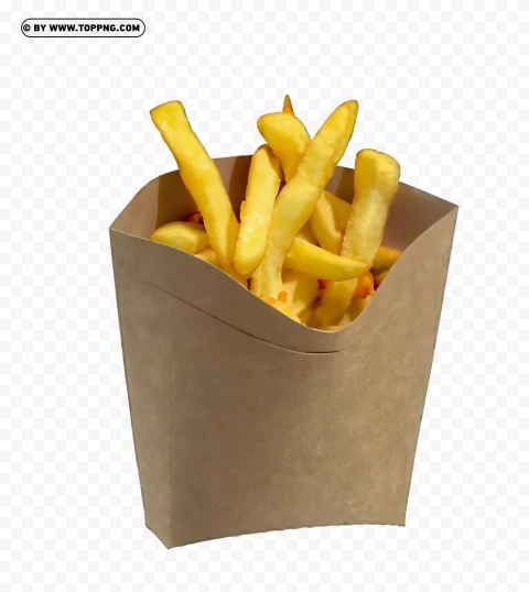 French Fries in Kraft Box HD with Transparent Background PNG Isolated Design