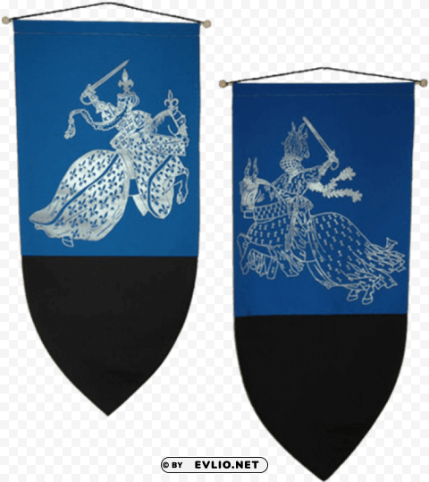 blue medieval war banner Isolated Design Element in Transparent PNG