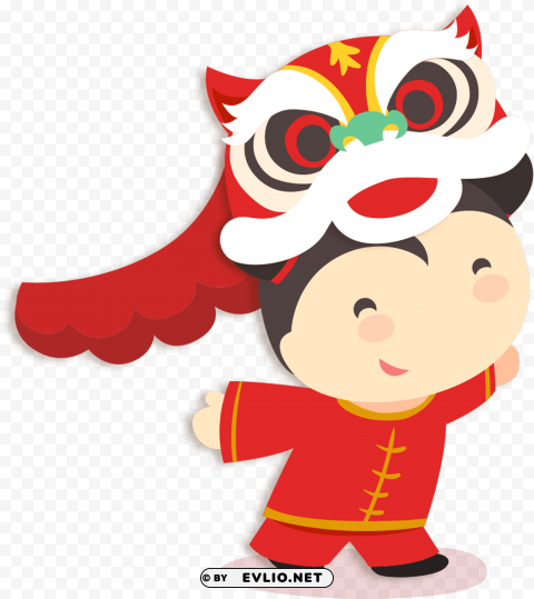 chinese new year lion dance clip art - lion dance cartoo Isolated Object on HighQuality Transparent PNG