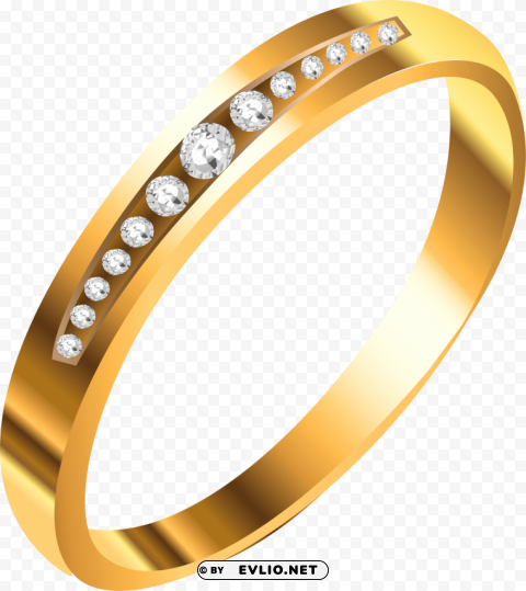 gold ring with diamonds PNG with clear background set