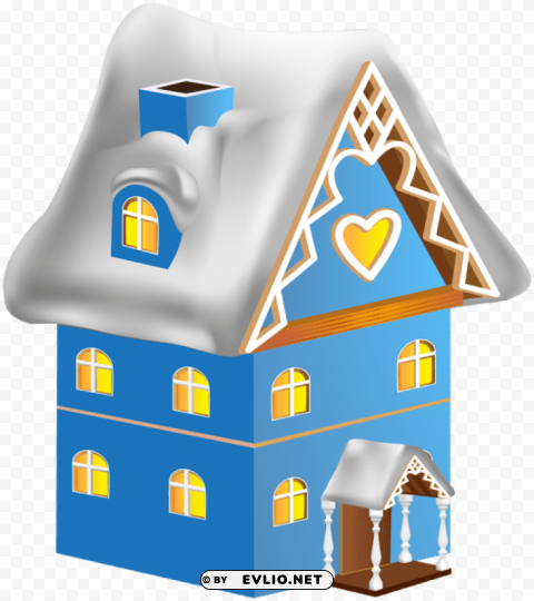 winter house blue Clear background PNG elements
