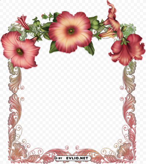 red transparent frame with red flowers PNG images with no limitations