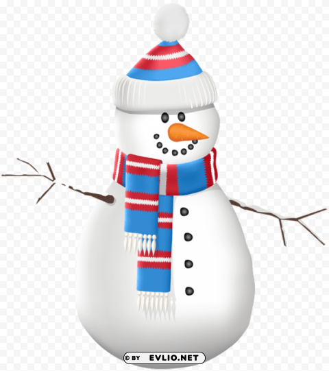 snowman hat and scarf transparent Clean Background PNG Isolated Art