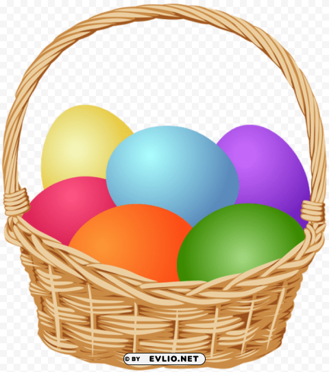 Basket With Easter Eggs PNG Format With No Background