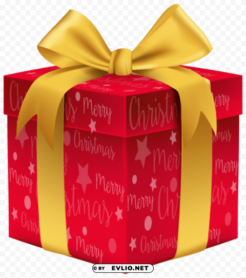 merry christmas red gift PNG with clear overlay