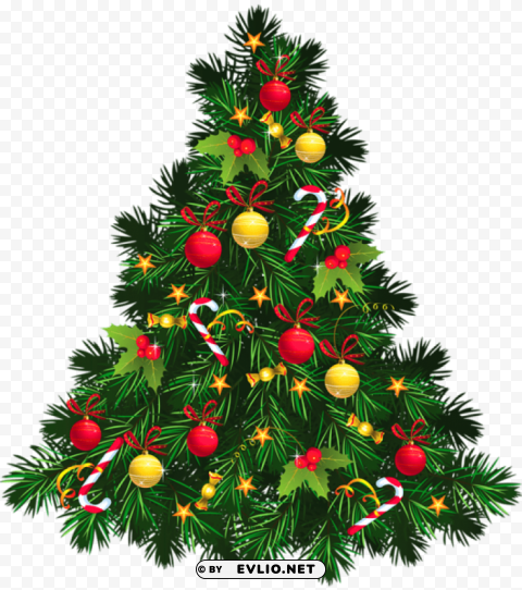  christmas tree with ornaments PNG Image with Transparent Isolated Graphic
