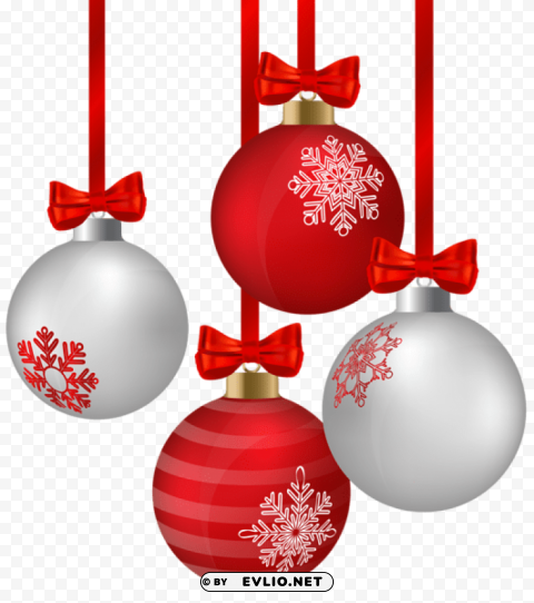 white and red hanging christmas ornaments PNG for design