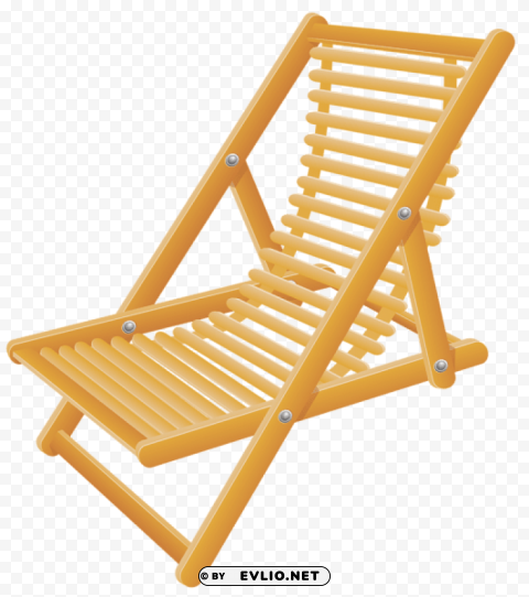 wooden beach chair transparent PNG Object Isolated with Transparency