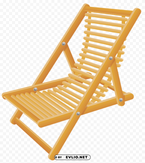 Wooden Beach Chair Transparent PNG Object Isolated With Transparency