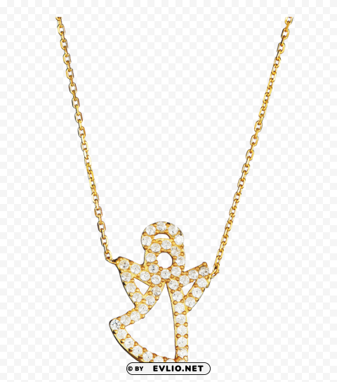 Angel Necklce Gold PNG Files With Alpha Channel