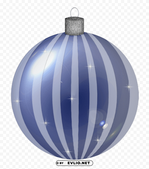 blue striped christmas ball ornament Isolated Design in Transparent Background PNG