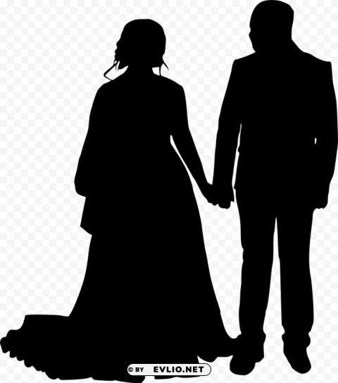 bride and groom silhouette Free PNG download no background