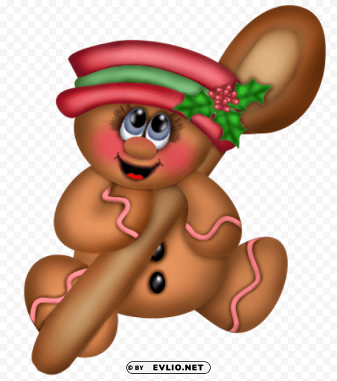 cute christmas gingerbread ornament with spoon PNG transparent design diverse assortment