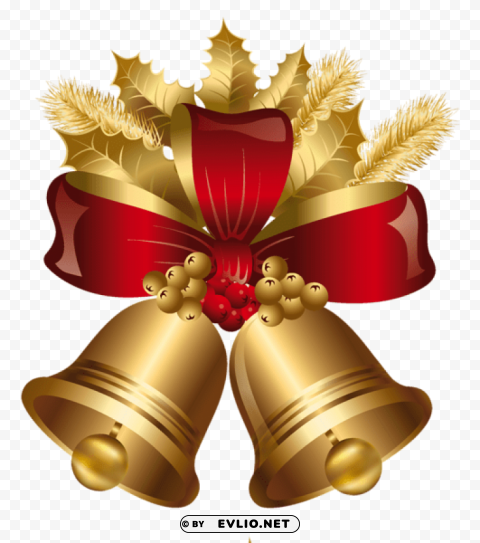 golden and red christmas bells Isolated Character in Transparent PNG Format