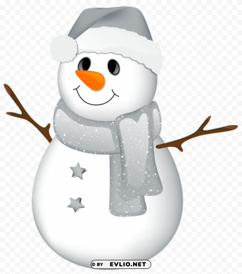 transparent snowman with grey hat Clear PNG