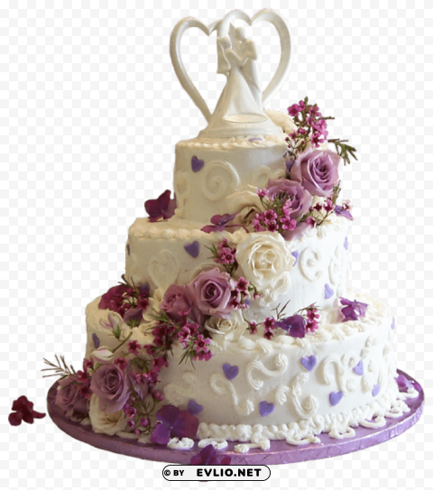 white wedding cake with purple roses Free download PNG images with alpha channel diversity