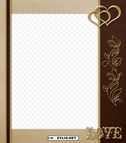 elegant transparent brown with gold love frame PNG Isolated Illustration with Clarity