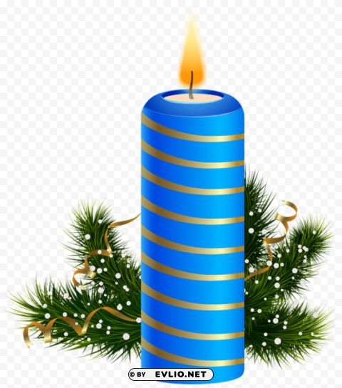 blue christmas candle PNG with isolated background