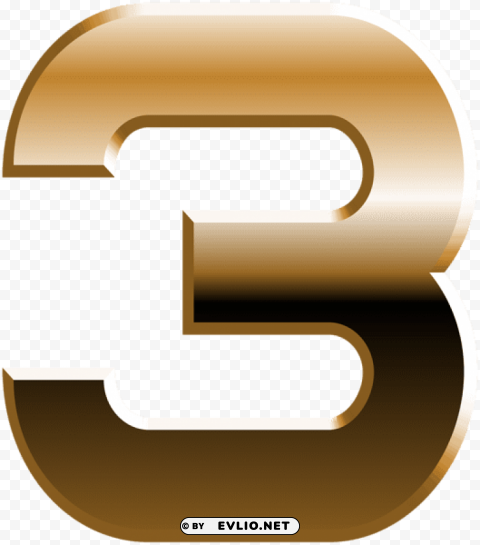 number three golden transparent PNG for social media