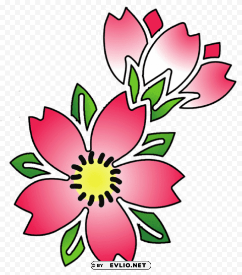 cherry blossom flower tattoo outline Transparent PNG Isolation of Item