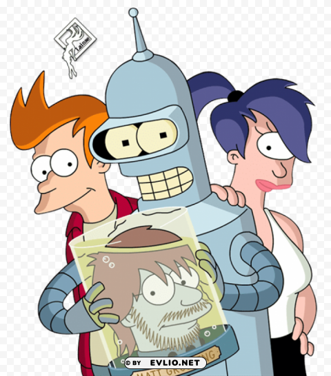 futurama bender fry leela PNG format with no background clipart png photo - 3bdf760d