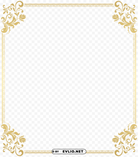 gold floral border frame transparent PNG with Transparency and Isolation