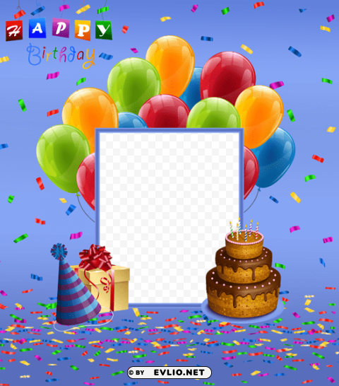 happy birthday blueframe PNG with no background for free