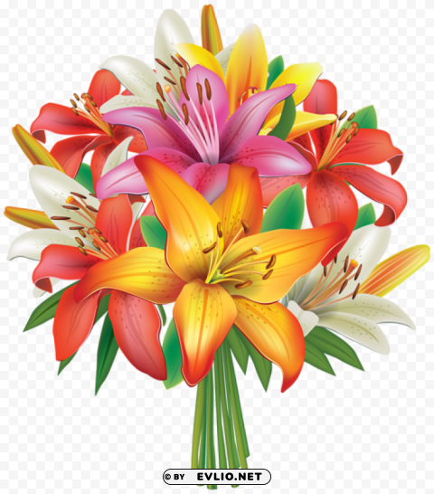 lilies flowers bouquet Transparent PNG Isolated Subject Matter