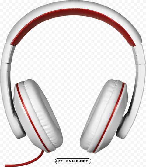 red white headphones PNG Image with Transparent Background Isolation