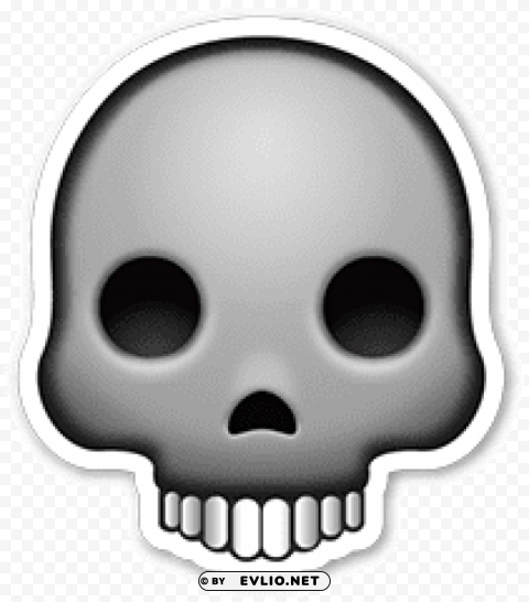 Skull Emoji Sticker Isolated Object On Transparent PNG