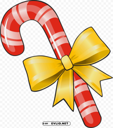  christmas candy cane with yellow bow Transparent PNG illustrations