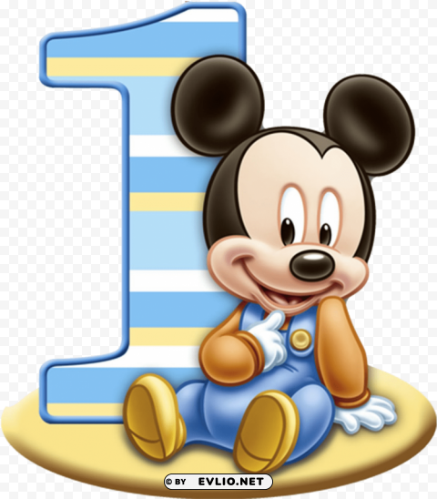 Baby Mickey Mouse 1st Birthday PNG Free Transparent