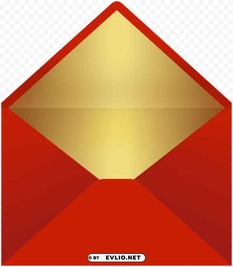 Envelope Red Gold PNG Graphic Isolated On Clear Backdrop