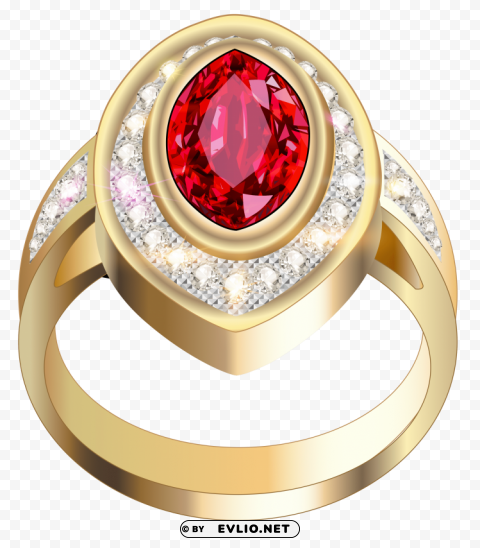 gold ring with red diamonds PNG transparency images