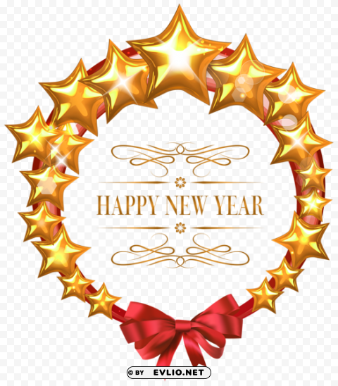 happy new year stars oval decorimage PNG Image with Isolated Graphic Element