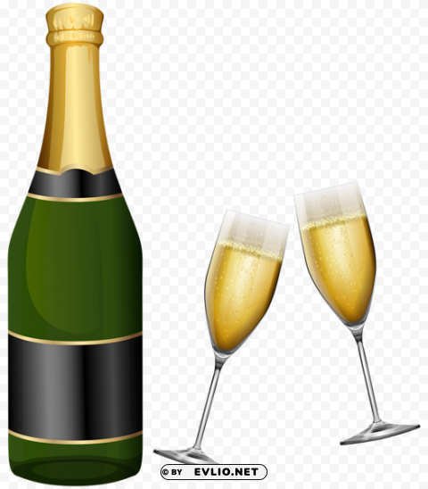 new year champagne and glasses PNG images with alpha transparency selection