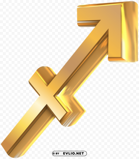 sagittarius 3d gold zodiac sign Isolated Item on Clear Transparent PNG