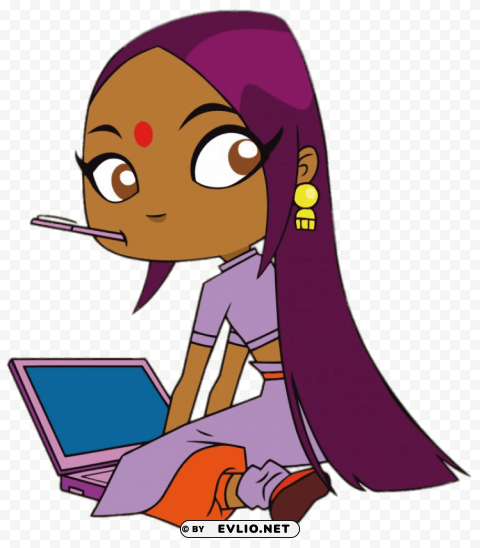 sally bollywood working on her computer Isolated Icon in Transparent PNG Format