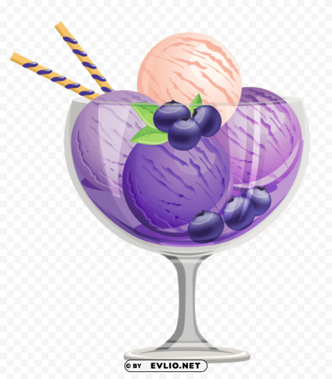 transparent blueberry ice cream sundae PNG images without restrictions