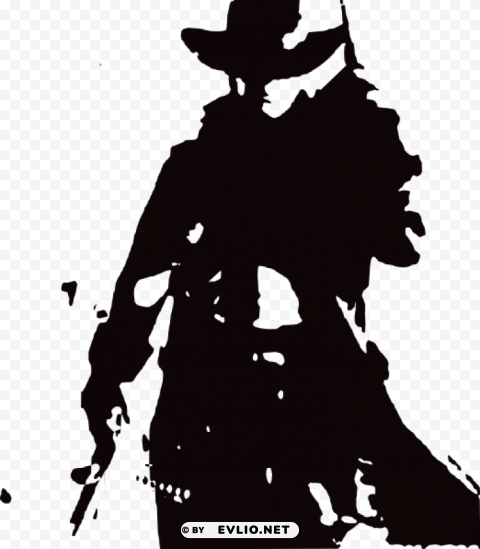 cowboy art black and white Transparent PNG Image Isolation