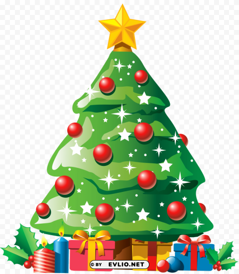 christmas tree with gifts Isolated Artwork on Transparent Background PNG