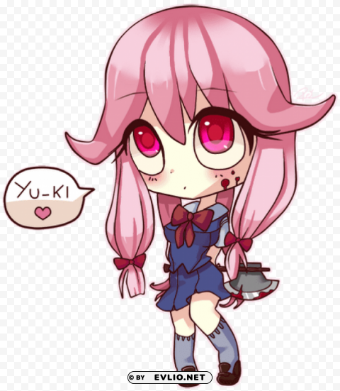 chibi anime girl with pink hair Isolated Character on Transparent PNG