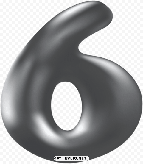 number six silver PNG images with transparent canvas