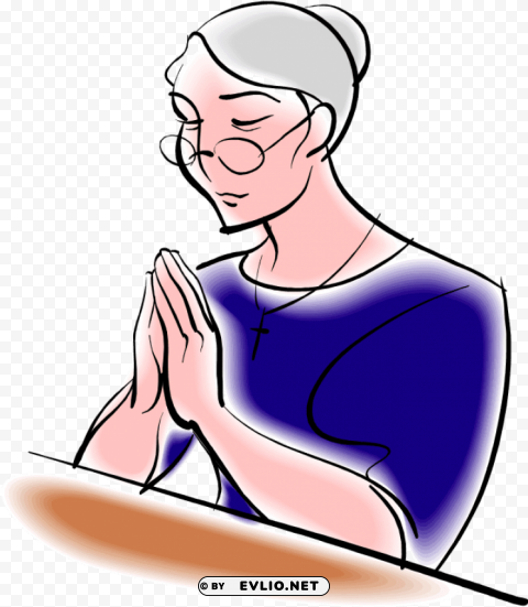 old woman praying PNG transparent graphics for projects